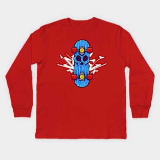 Zombie Skull Skateboard Kids Long Sleeve T-Shirt